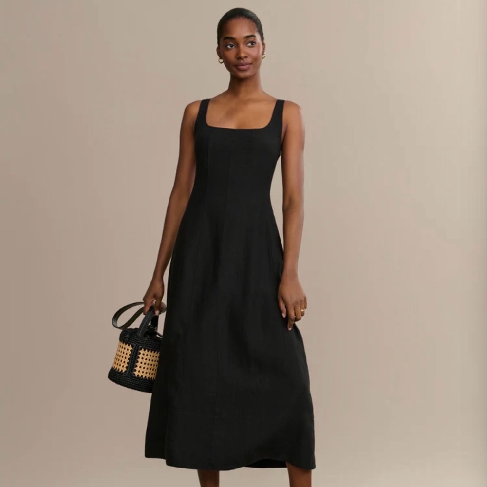 Jenni Kayne Kinney 100% Linen Black Midi Dress - Picture 7 of 10
